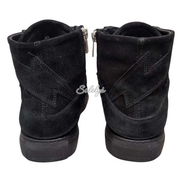 Zadig & Voltaire ZV1747 High Flash Black Suede Leather Sneaker Mens US12 FR43 - Picture 3 of 10